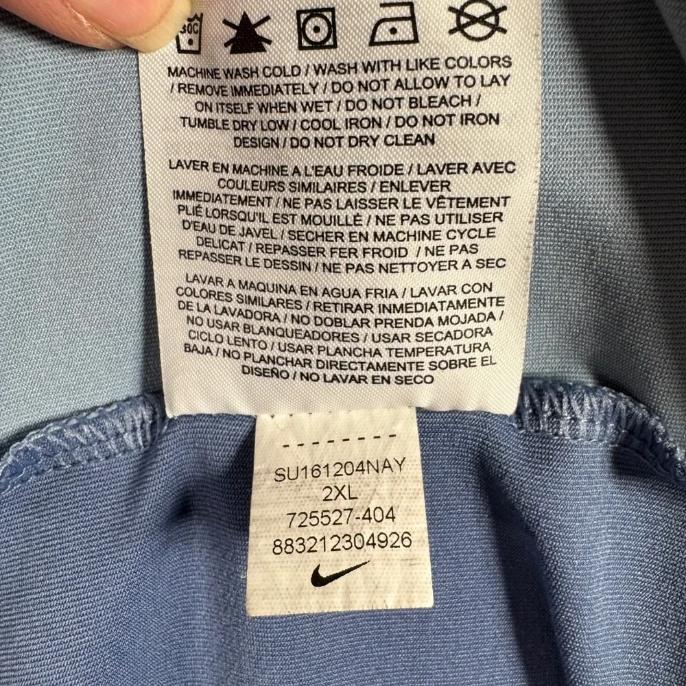 Nike Golf Polo Shirt Dri-Fit Standard Fit Performance Wicking Blue Gray Mens 2XL
